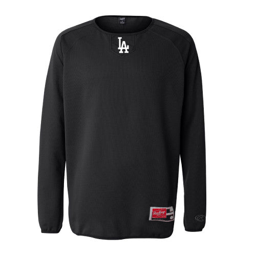 CLEARANCE - L-A Rawlings - Black Long Sleeve Flatback Mesh Fleece Pullover - 9705