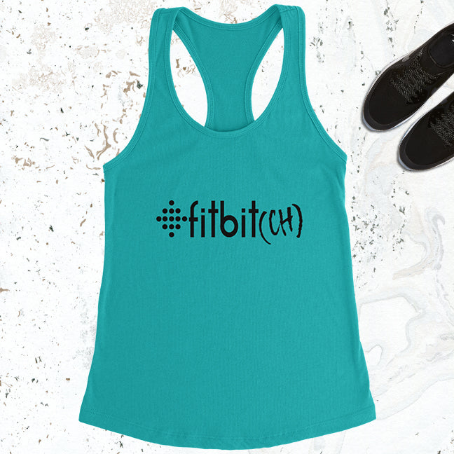 Fitbit(ch) - Tahiti Blue - Black Letters - Fitness Workout Tank - Motivation
