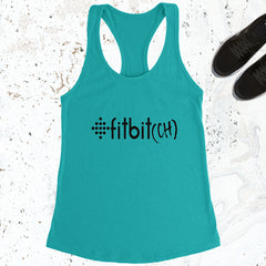Fitbit(ch) - Tahiti Blue - Black Letters - Fitness Workout Tank - Motivation