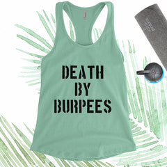 Death By Burpees - Black Letters - Fitness Workout Tank - Motivation