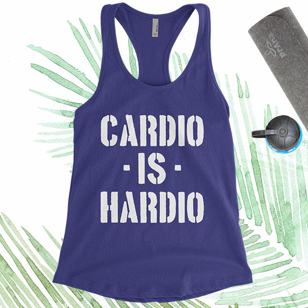 Cardio Is Hardio - White Letters - Fitness Workout Tank - Motivation