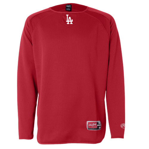 L-A Rawlings - Red Long Sleeve Flatback Mesh Fleece Pullover - 9705