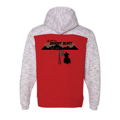 One Last Ride - J. America - Melange Fleece Colorblocked Hooded Pullover - Red