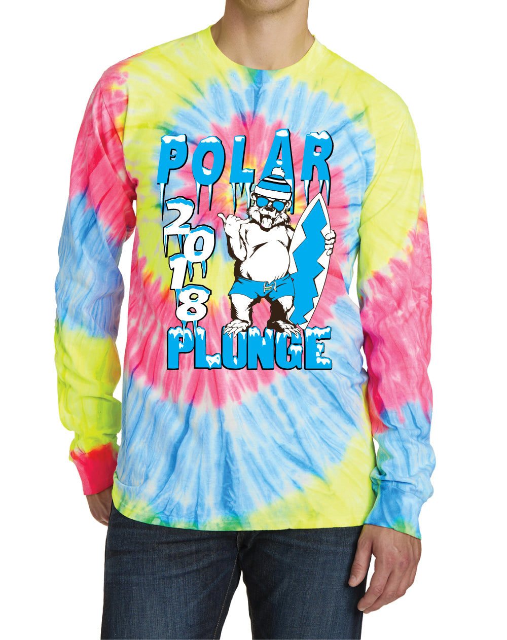 2018 POLAR PLUNGE LONG-SLEEVE TROPICAL TIE-DYE TEE