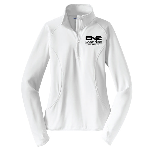 One Last Ride - Sport-Tek® Ladies Sport-Wick® Stretch 1/2-Zip Pullover - White